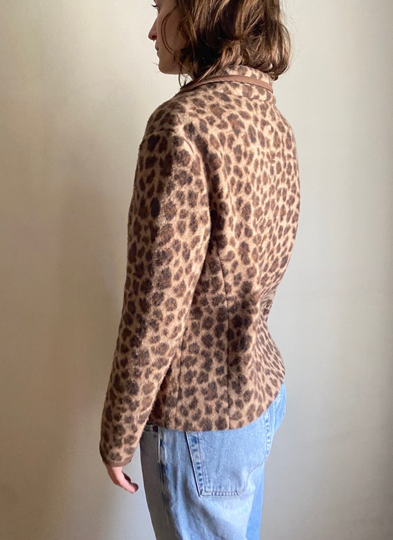 vintage Talbots merino wool leopard print blazer … - image 3