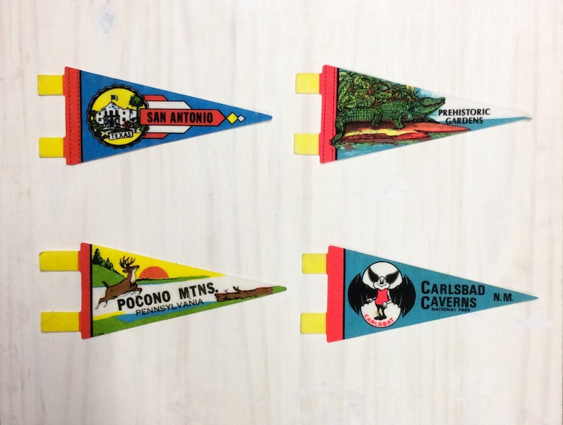 Vintage Wholesale Lot of Travel Souvenir Felt Pennants / Diy Etsy