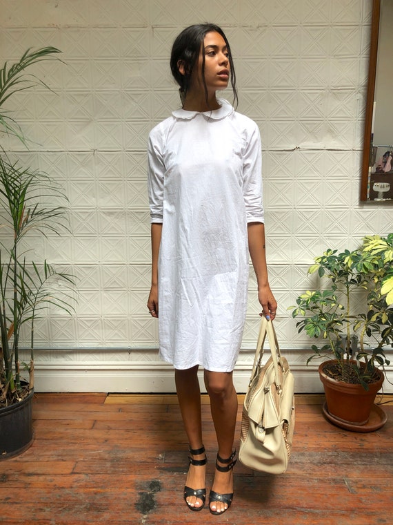 vintage white cotton sleep shirt / vintage cotton