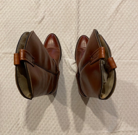 vintage chestnut brown leather cowboy boots / wes… - image 4