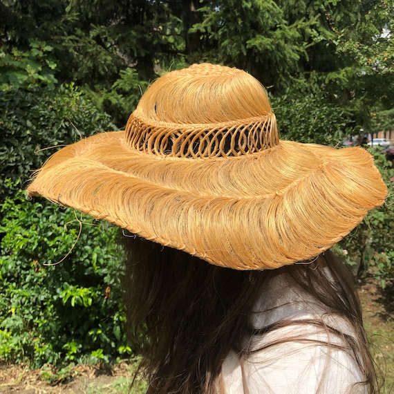 vintage straw hat / floppy sun hat / 60s Old Holly