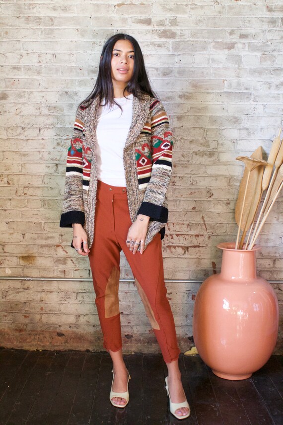 vintage 70s hippy shawl collar cardigan / 1970s Th