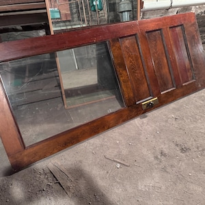 Solid wood Antique door with glass / heavy exterior weight PICKUP ONLY