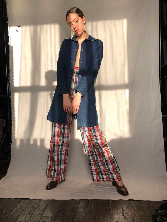 high waisted wide leg plaid pants