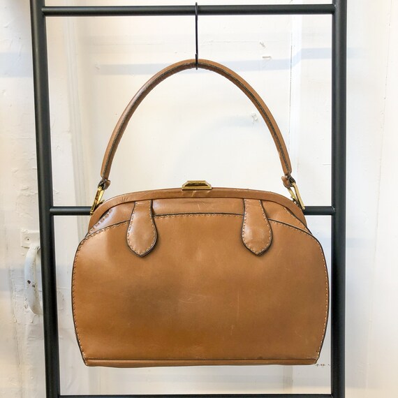 vintage 1950s italian leather structured handbag /