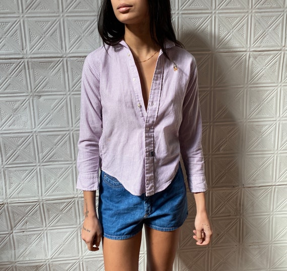 vintage Ralph Lauren oxford shirt / lavender stri… - image 4