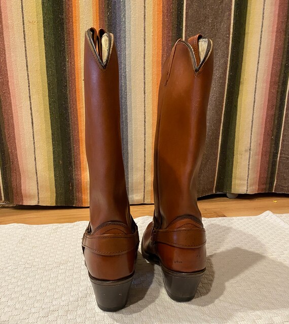 vintage chestnut brown leather cowboy boots / wes… - image 7