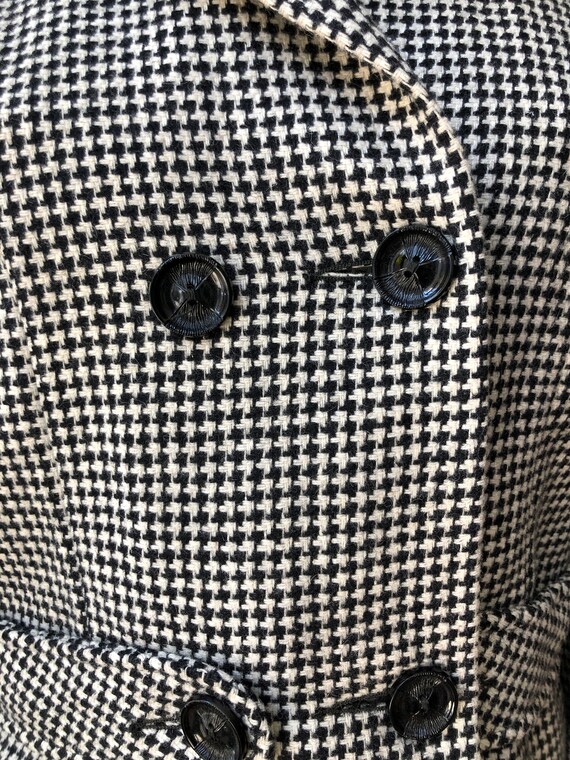 vintage 50s houndstooth wool jacket / 1950s black… - image 4