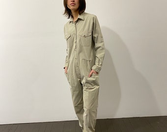 vintage Banana Republic denim jumpsuit / 80s safari era Banana one piece coverall workwear