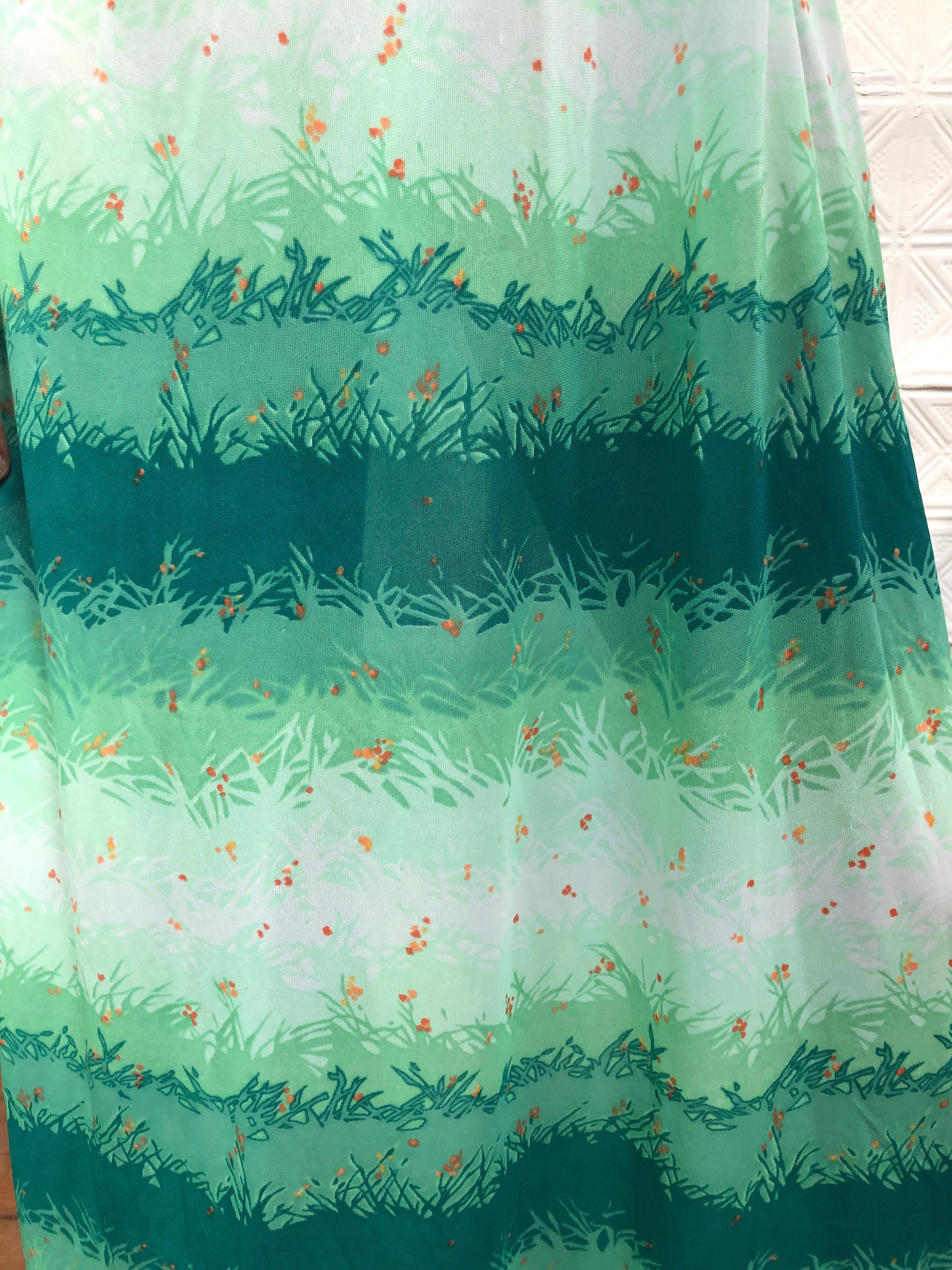 Vintage Huk a poo halter maxi dress / green floral slip dress Etsy