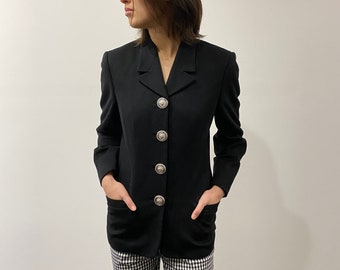 vintage Versace black wool blazer / 90s Versace womens jacket