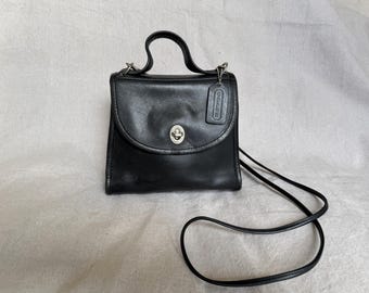 vintage Coach Regina zwart leren crossbody schoudertas handtas / Coach Style 9983
