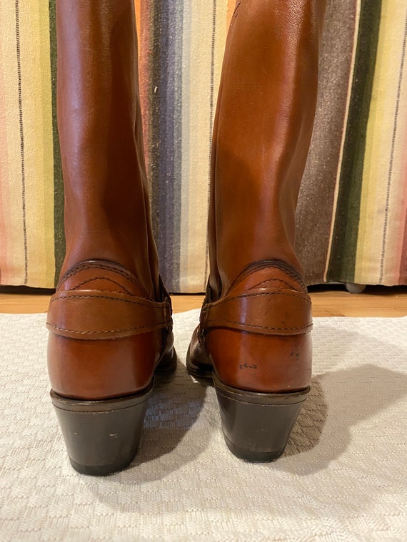 vintage chestnut brown leather cowboy boots / wes… - image 8