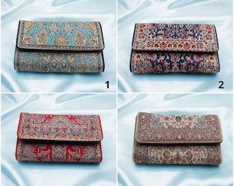Authentic Rug Woven Purse|Woven Fabric Wallet|Vintage Woman Handbag Gift|Kilim Pattern Woven Clutch Bag|Elegant Women Wallet|Birthday Gift
