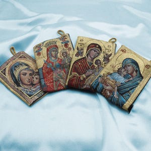 Heilige Maria und Jesus gewebte Geldbörse|Religiöses Konzept Kleine Handtasche|Stoff Geldbörse|Jesus Muster Brieftasche|Vielseitige Isa Masih Tasche mit Reißverschluss