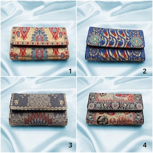Bolsa de tecido com estampa de tulipa | Bolsa de tecido Kilim autêntica | Carteira de tecido | Bolsa de mão vintage para mulheres | Bolsa clutch de tecido com estampa de tapete