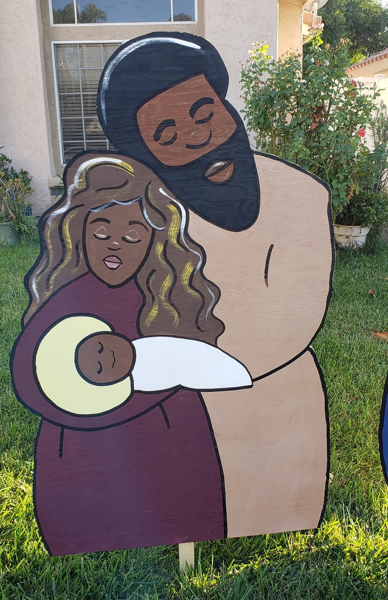 Black Nativity Set, Yard Decorations sets Wooden, Handcrafted From a