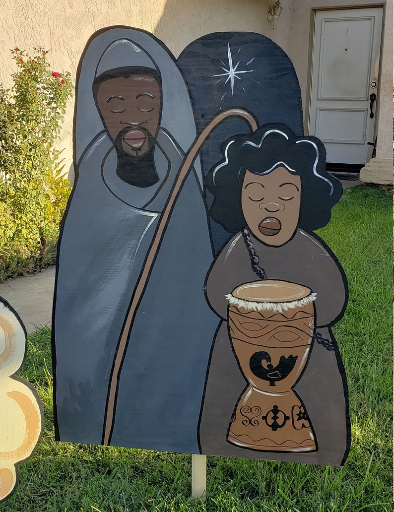 Black Nativity Set Yard Decorations sets Wooden Etsy