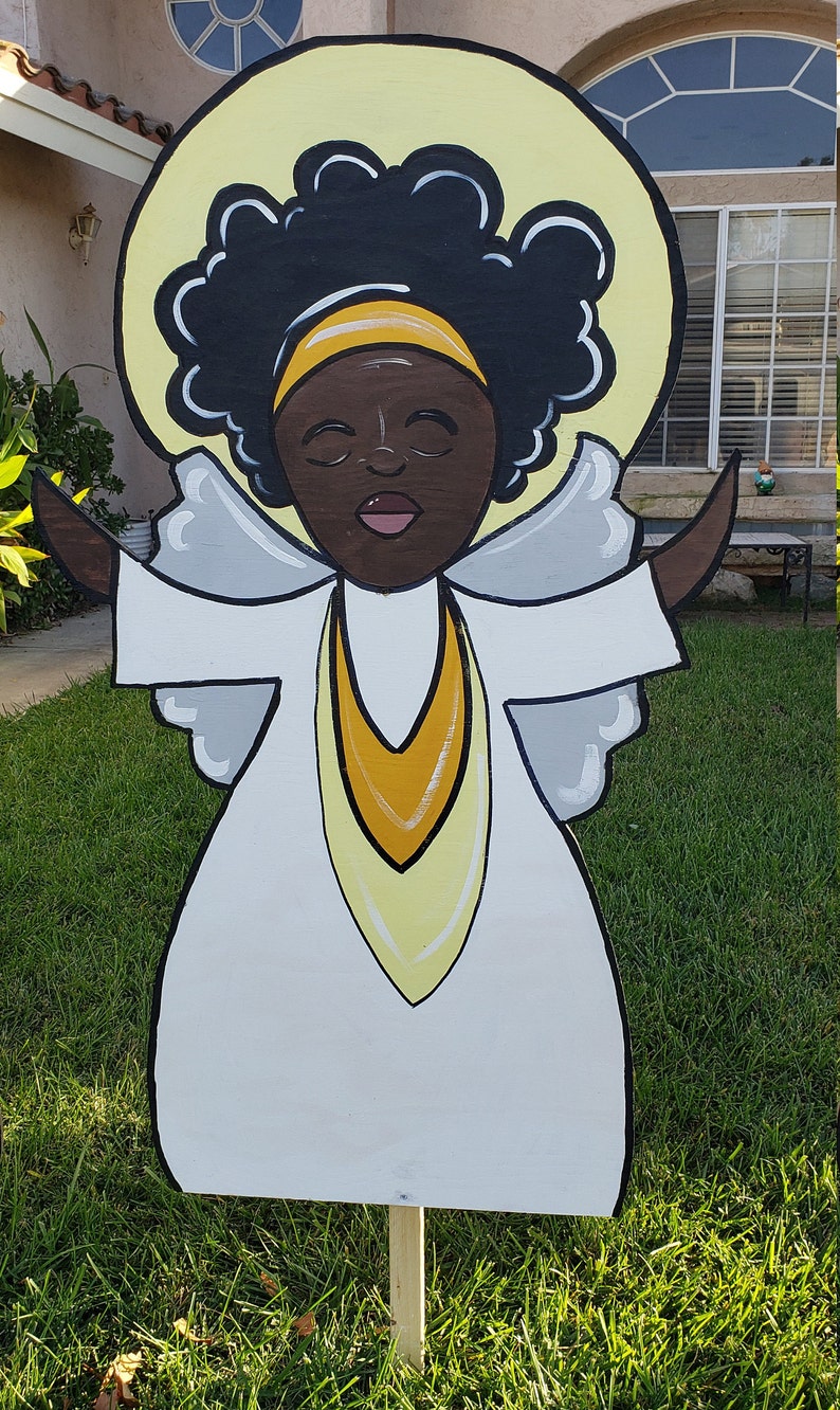 Black Nativity Set, Yard Decorations sets Wooden, Handcrafted From a