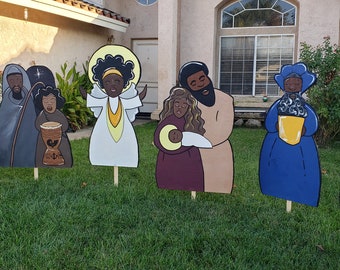 Black Nativity, Yard Decorations (Individual Pieces) - Wooden, Handcrafted from a Black Owned Shop