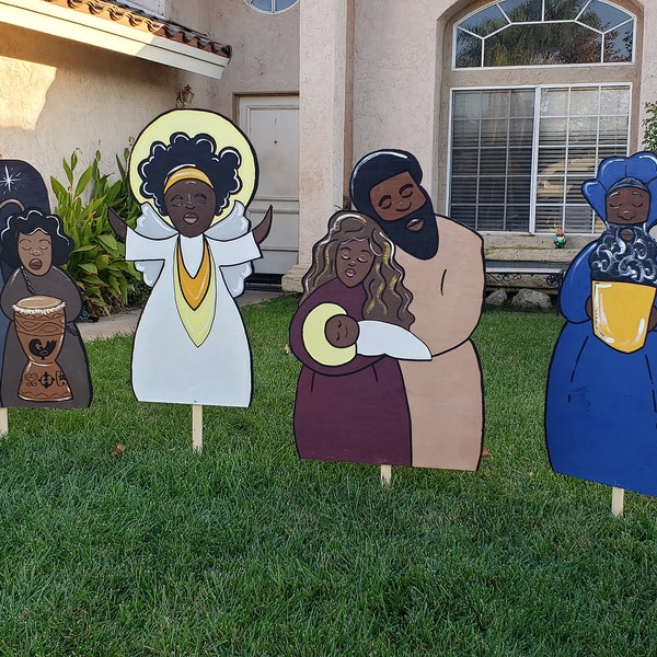Black Nativity, Yard Decorations (Individual Pieces) - Wooden, Handcrafted from a Black Owned Shop