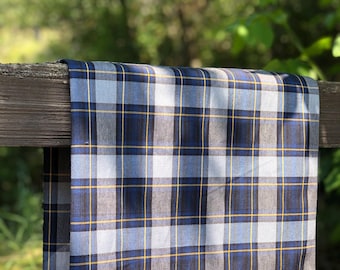 Navy Blue Tartan Plaid Fabric: School Uniform, Apron, Tablecloth Material (By the Yard)