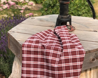 Quality Red and White Plaid Fabric by the yard for School Uniforms, Tablecloths, Sports Teams