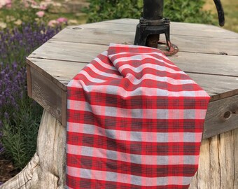 Quality Red/White/Gray Plaid Fabric, by the yard, For School Uniforms, Tablecloths, ect.