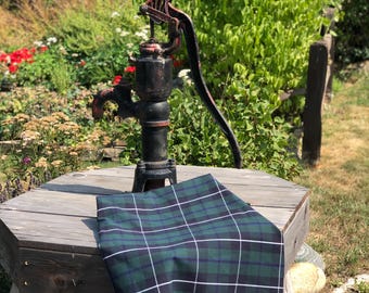 Quality Navy, Green, White Plaid Fabric, by the yard, for School Uniforms, Crafts, Tablecloths, ect.
