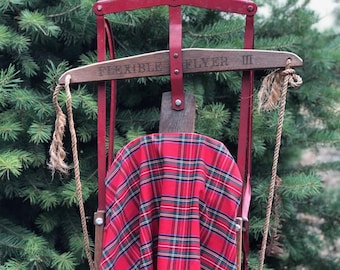 Classic Christmas Woven Red Plaid Fabric, sold by the yard.