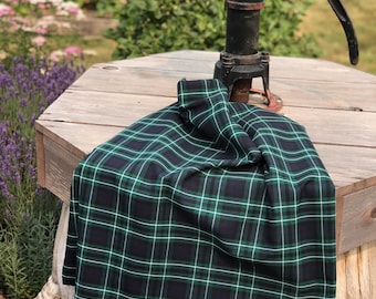 Quality Navy Blue and Green Plaid Fabric by the Yard for School Uniforms, Tablecloths, ect.