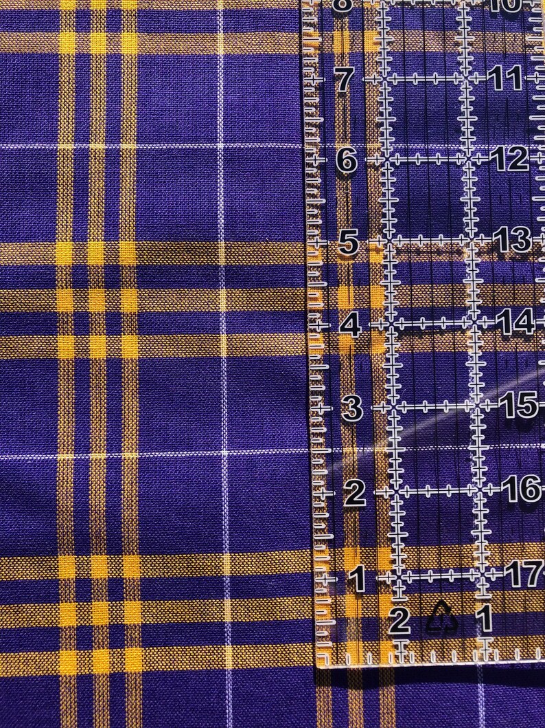Quality Purple Yellow Plaid Fabric by the Yard for School Uniforms and ...