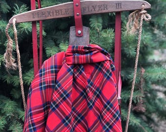 Quality Red Plaid Christmas Fabric, sold by the yard.