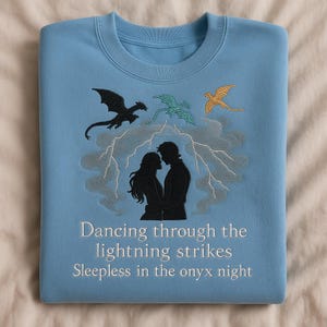 Embroidered Fourth Wing Sweatshirt, Xaden Riorson , Violet Sorrengail Fan Gift, Opalite, Onyx & Lightning, Music Lover Showgirl Era