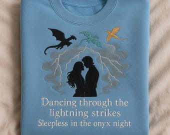 Embroidered Fourth Wing Sweatshirt, Xaden Riorson , Violet Sorrengail Fan Gift, Opalite, Onyx & Lightning, Music Lover Showgirl Era