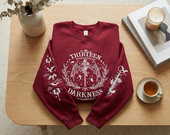 The Thirteen Throne of Glass Embroidered Sweatshirt – From Now Until the Darkness Claims Us – Bookish Fantasy Reader Gift