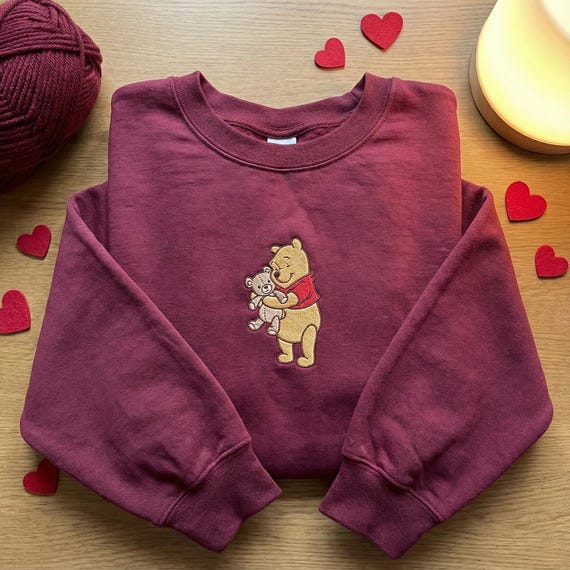 Embroidered Best Friend Sweater, Bear Hug Crewneck, Teddy Bear Sweatshirt, Pooh and Piglet Gift, Friend Pooh Bear Outfit