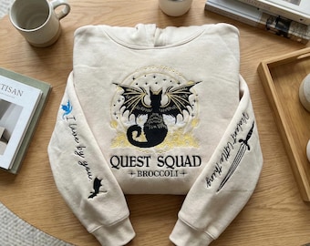 Quest Squad Broccoli Embroidered Sweatshirt – Onyx Storm Hoodie – Basgiath War College Dragon Rider Shirt – Violet Sorrengail Merch