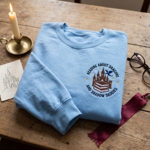 Embroidered Bookish Sweatshirt, Dragon Reader Hoodie, Shadow Daddy Tee, Fantasy Book Club Gift, Book Lover Clothing, Dragon Aesthetic