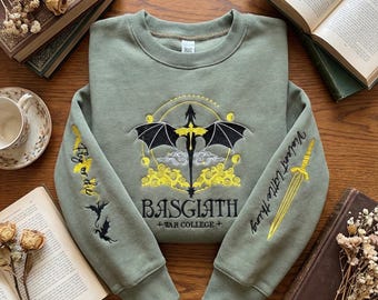 Basgiath War College besticktes Sweatshirt, Vierter Flügel Hoodie, Drachenreiter, Fly or Die Gamer Bücherwurm Geschenk