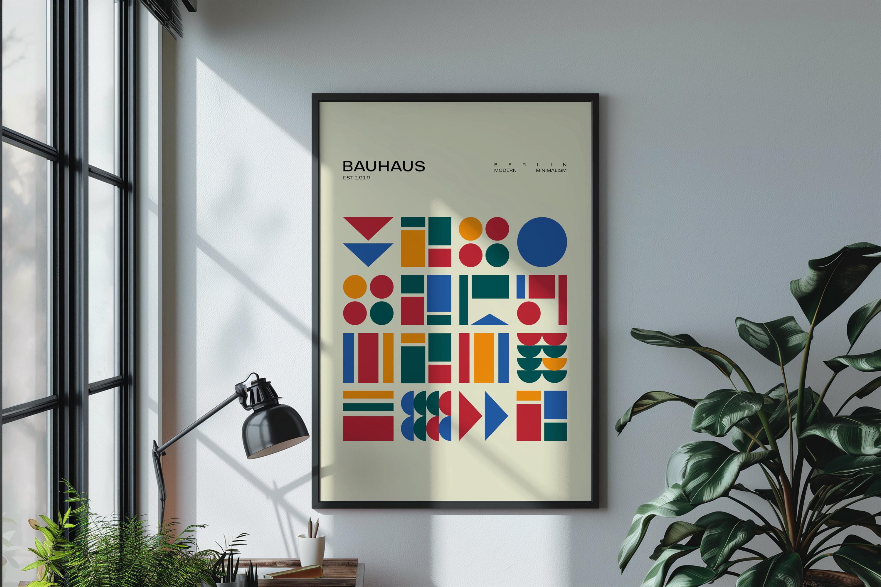 Geometric Modern Bauhaus Poster | Colorful Vintage Mid Century Wall Art | Contemporari Decore ...