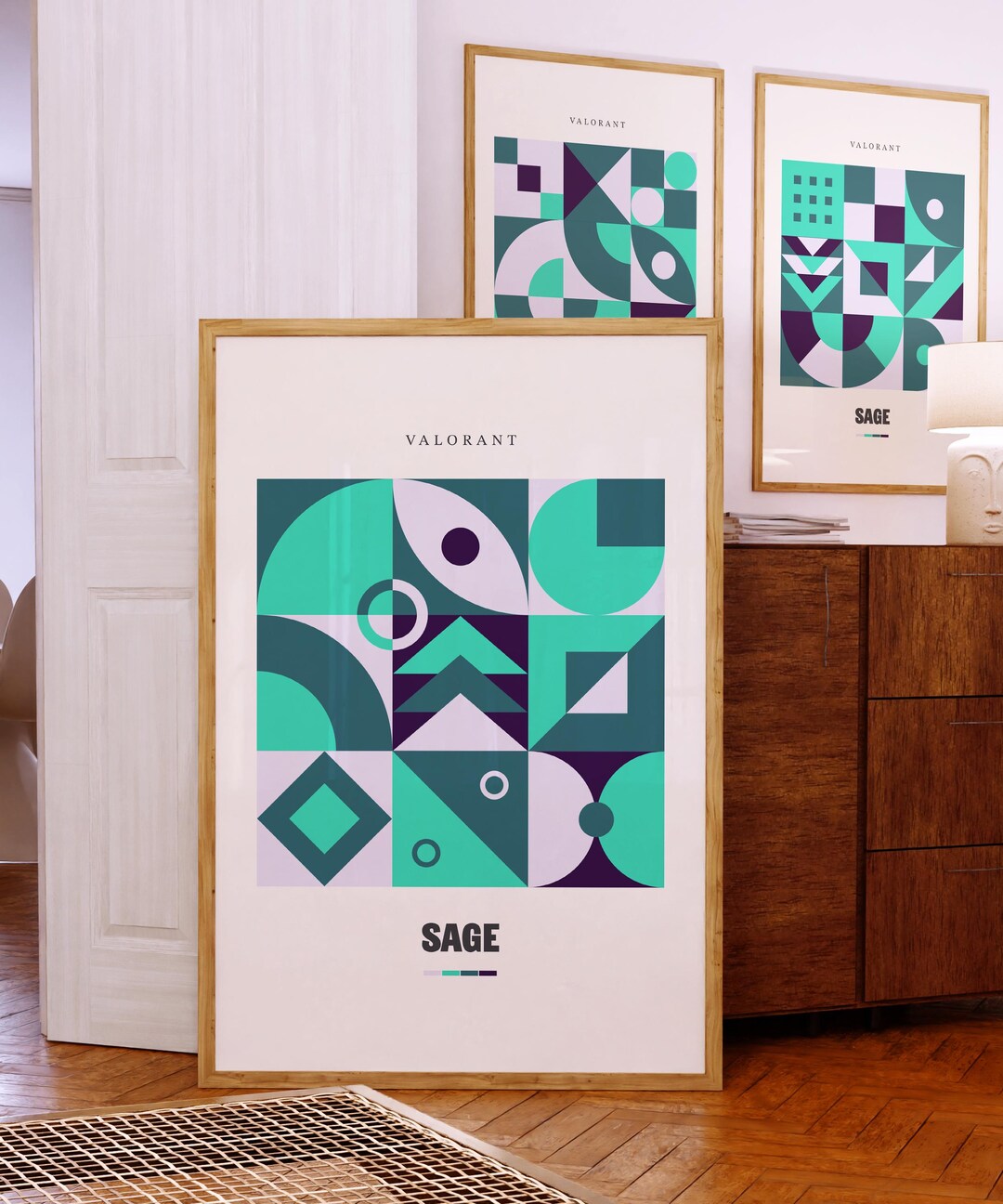Sage VALORANT Posters Minimalist Geometric Art Set 3-piece Modern Wall ...