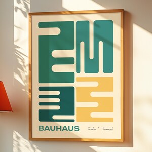 Emerald Green Mid Century Modernism Geometric Wall Art | Bauhaus Poster | Retro Minimalist Exhibit Print | Home Decoration Neutral Wall Art