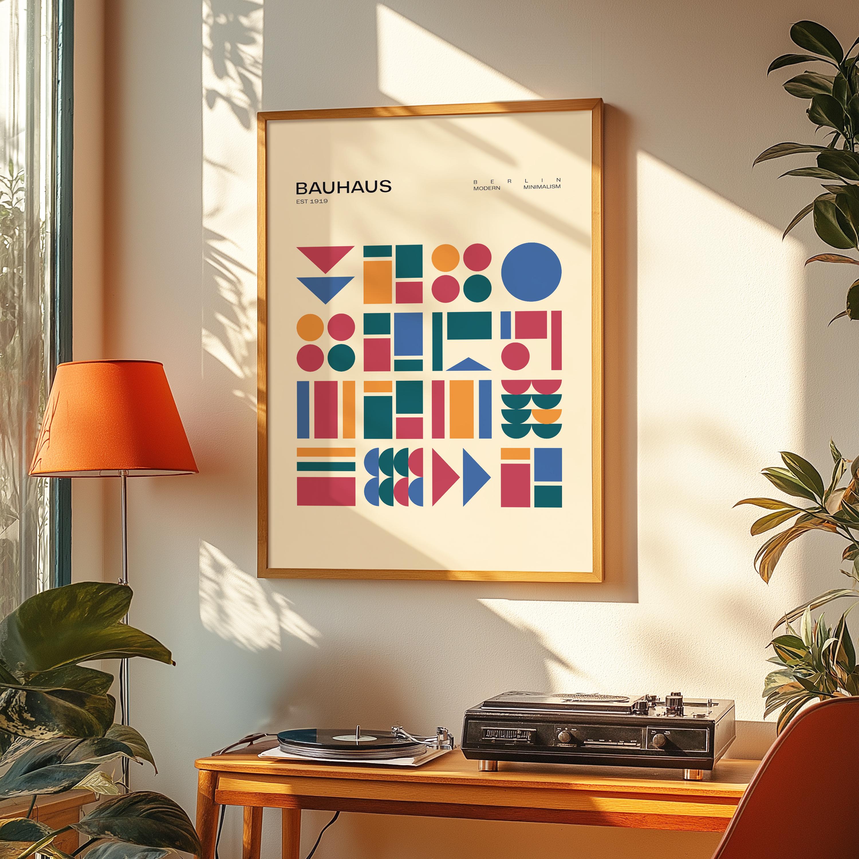 Geometric Modern Bauhaus Poster | Colorful Vintage Mid Century Wall Art | Contemporari Decore ...