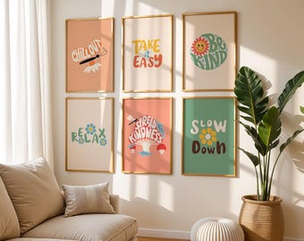 Posters in de klas Retro positieve affirmatie wordt afgedrukt voor leraren speelkamer wordt afgedrukt Homeschool Wall Art kinderdagverblijf decor bundel digitale download
