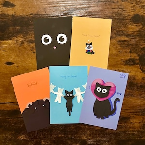 Black cat print bundle (5 prints)