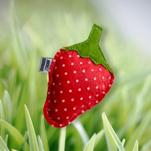 Strawberry Catnip Toy, Funny Gift, Cut Fruit Cat Toy, Berry Felt Cat Toy, Ready to Ship, Healthy Snacks Cat Toy, Unisex Gift