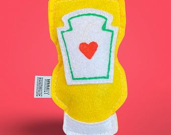Mustard Catnip Toy: Handmade Felt Condiment Cat Toy