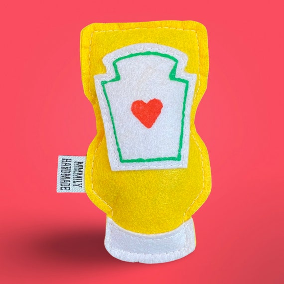 Mustard Catnip Toy: Handmade Felt Condiment Cat Toy