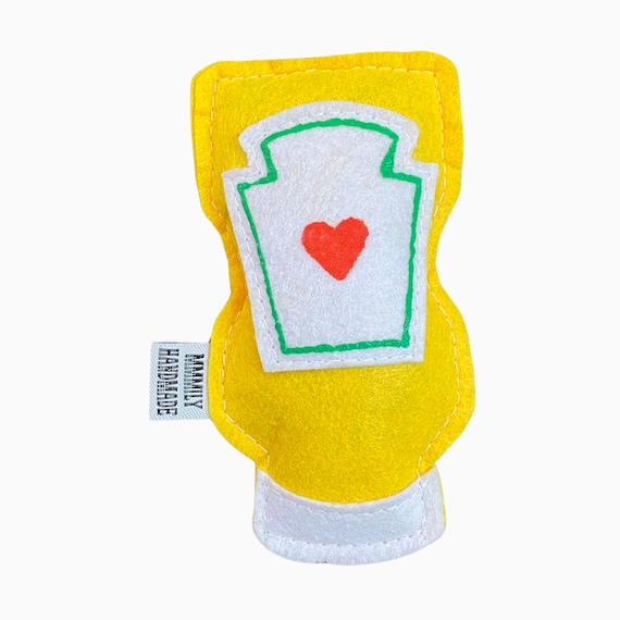 Mustard Catnip Toy: Handmade Felt Condiment Cat Toy